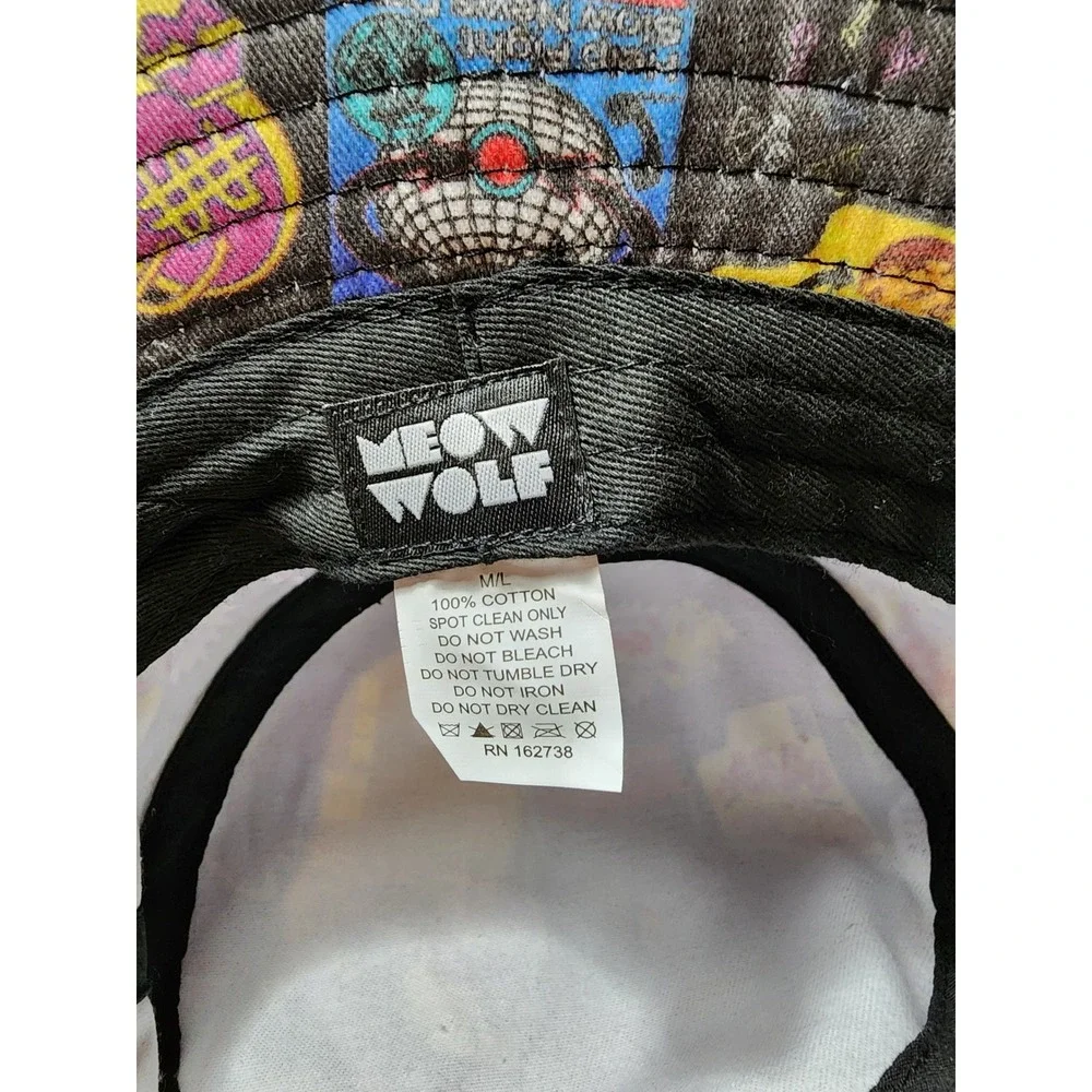 Meow‎ Wolf Bucket Hat Kids M/L Graphic Print Colorful Art Design Black
